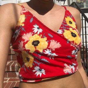 Red Floral Cropped Tank/Bandeau